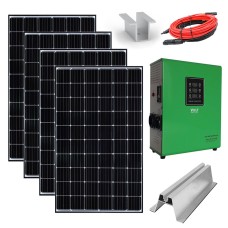 Off-grid saulės elektrinė vandens šildymui boileriuose 4x440W su GREEN BOOST 3kW ir konstrukcija